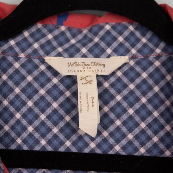 Matilda Jane High Horse red button down shirt-L - Picture 3 of 4